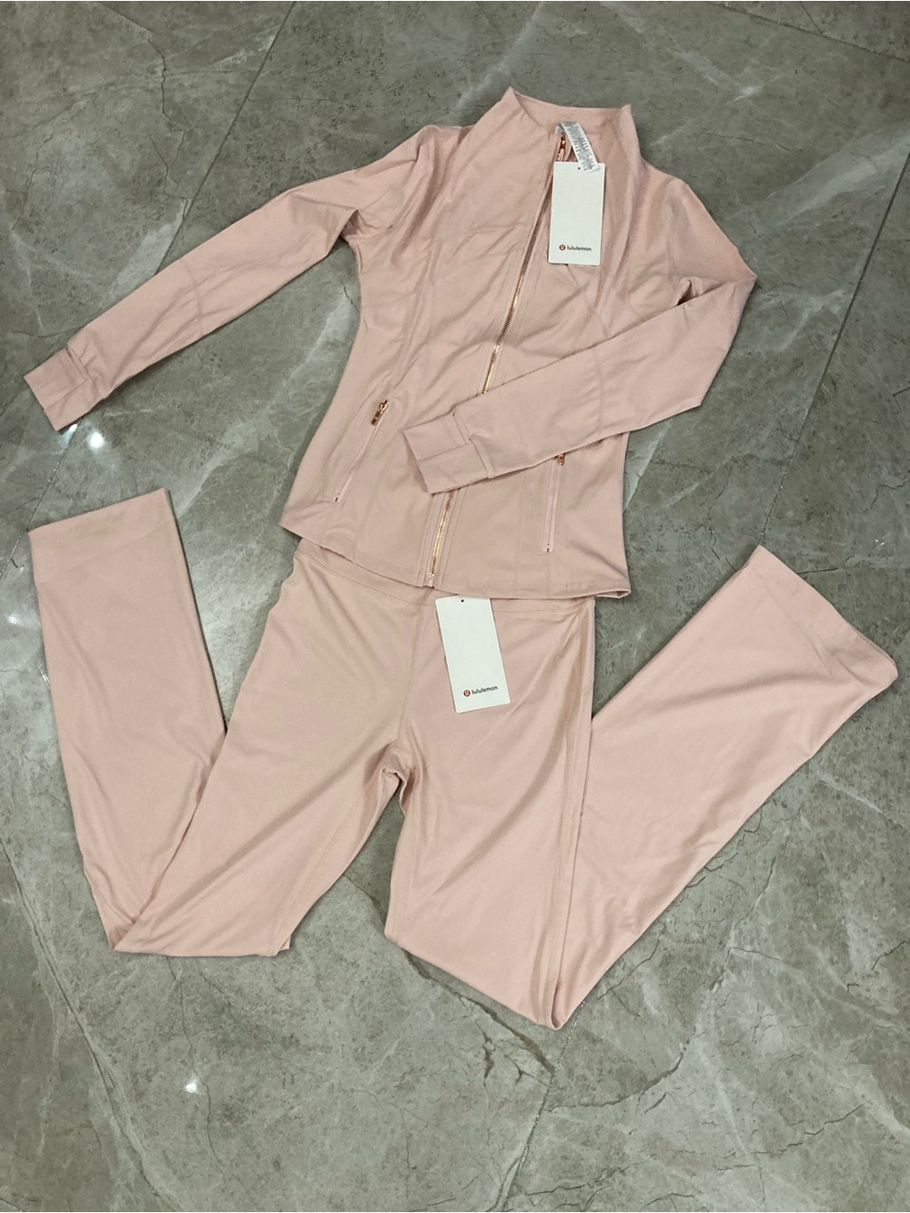 lululemon athletica Blush Pink Zip Jacket & Matching Leggings Set
